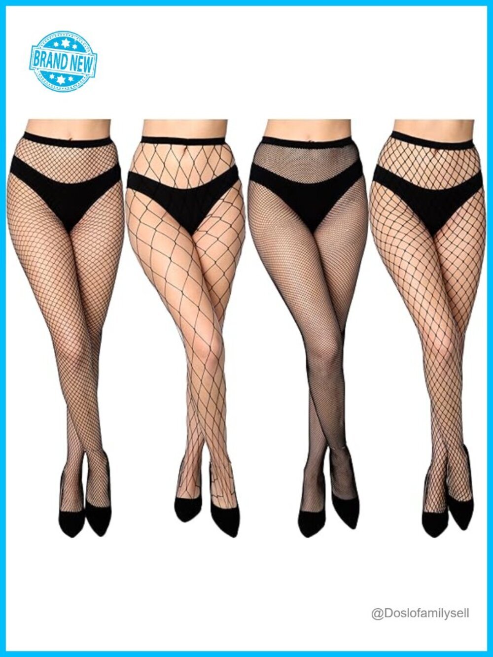Seamless Fishnet Lace Stocking Sexy Tights Extended Sizes Pack of 4